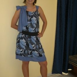Blue and lack cocktail dress