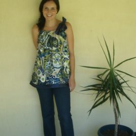 Blue and lime sleeveless top