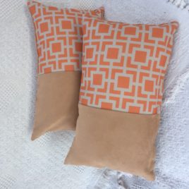 Orange/Beige Geometrical Cushion