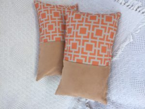 Orange/Beige Geometrical Cushion