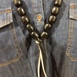 Black Beads and leather necklace