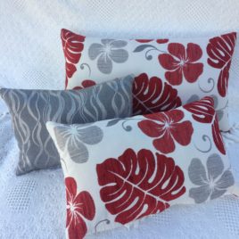 Red and White Floral Cushion Cover