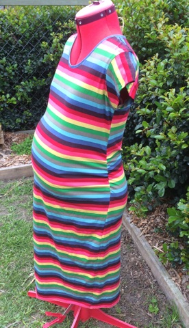 maternity rainbow dress stripes sonya marie