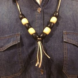 Two tone necklace beads and leather