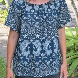 Lyre Bird Teal and Cream